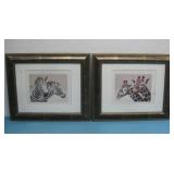 Framed Zebra Print & Giraffe Print 17.5' x 14.75'
