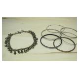 Six Bangle Bracelets W/Bell Bracelet Nickel Silver