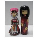 Handpainted Wooden Oriental Style Dolls See