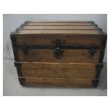 Vtg Wood Travel Trunk W/Metal Hardware See Info