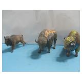 Three Resin Decorative Buffalo Figurines See Info