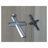 Two Sterling Silver Cross Pendants Hallmarked