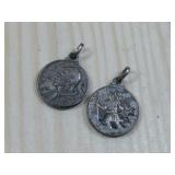 Two Vtg Pendant One Marked 800