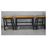 Three Wood Stools 33' x 14.5' x 24' See Info