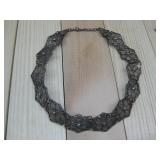 Vtg Sterling Silver Filigree Necklace Tetsed See