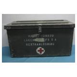 Vtg Metal & Wood Army Medical Chest See Info
