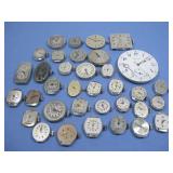 Thirty Four Watch Dials All W/ Jewels Untested