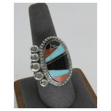 VTG SW Sterling Silver Multistone Ring 13.2 G T.W
