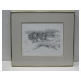 Framed Black & White Wolf Print 22' x 19'