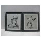 Two Framed Vtg Style Baseball Prints 16.5' x 18.5'