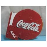 Metal Coca-Cola Aqui Sign 19 1/2' x 18' See Info