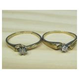 2 -14K Gold 2.52g T.W Diamond Rings Hallmarked