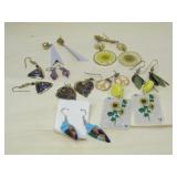 Lot Of Eight Dangle Silvertone Earrings