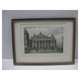 C.H. Mollet Framed Paris Opera Etching 18.5' x 14'