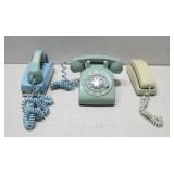 Three Vtg Rotary & Push Button Telephones Untested