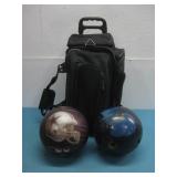 Two Ball Rolling Bowling Bag W/ Two Bowling See