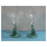 Two Vtg Cactus & Cowboy Margarita Glasses