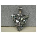 S.S. Reversible Abalone & Malachite Pendant See;