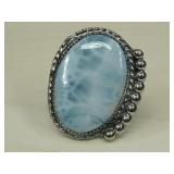 Sterling Silver Large Larimar Cabochon Ring 23.9g