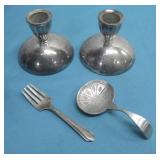 Two Oneida Silversmiths Candle Holder, Norpro See