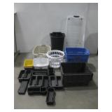 Assorted Plastic Containers, Baskets & More