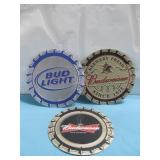 (1) Bud Light & (2) Budweiser Metal Signs 12' See