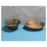 Vtg Copper Bowl & Copper Tray 13'