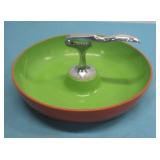 Vtg Orange & Green Plastic Nut Cracker Bowl 10'