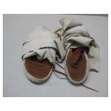 Vtg Navajo Leather Moccasins W/ Leather Leg Wraps