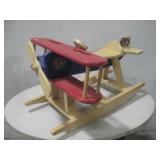 Vtg-Style Wooden Rocking Airplane Toy See Info