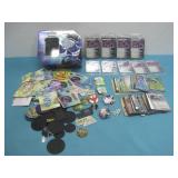 Assorted Pokemon Cards, Chips, Pins & One Tin Box