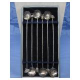 Vtg Set Of Six S.S. Decorative Cocktail Spoons See