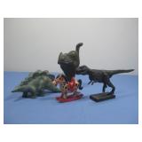 Three Signed Animal Sculptures & Vtg Plastic Horse