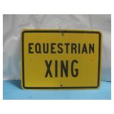 Vtg Metal Equestrian Xing Street Sign 24' x 18'