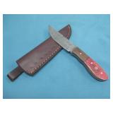Genuine Damascus Knife W/Leather Sheath 8'