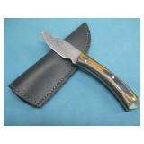 Genuine Damascus Knife W/Leather Sheath 7.5'