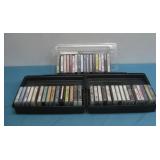50 Vtg Cassette Tapes In 3  Plastic Cases