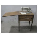 Vtg Sears Kenmore Sewing Machine In Cabinet See