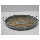 Metal Serving Tray W/ Coins In Epoxy See Info