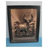 Framed 3D Copper Metal Art Buck See Info