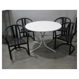 Metal Patio Table & Four Metal Chairs See Info