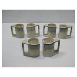 Six Signed Ceramic Mugs Set