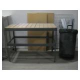Metal & Pressed Wood Work Table, Plastic Trash See