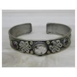 Vtg Style Cuff Bracelet W/Stones