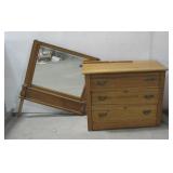 Wooden Chest Of Drawers W/Mirror See Info