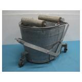 Vtg Metal Mop Bucket W/ Wringer See Info