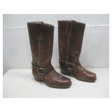 Vtg Frye Mens Leather Harness Boots Sz 7.5 See