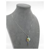 S.S Vtg. N/A Gray Hallmarked Turq Necklace 10gm TW