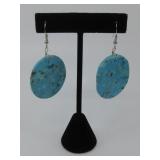 Sterling Silver N/A Large Turquiose Earrings