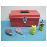 Plastic Tuff-Box, Two Calk Line Reels, & More